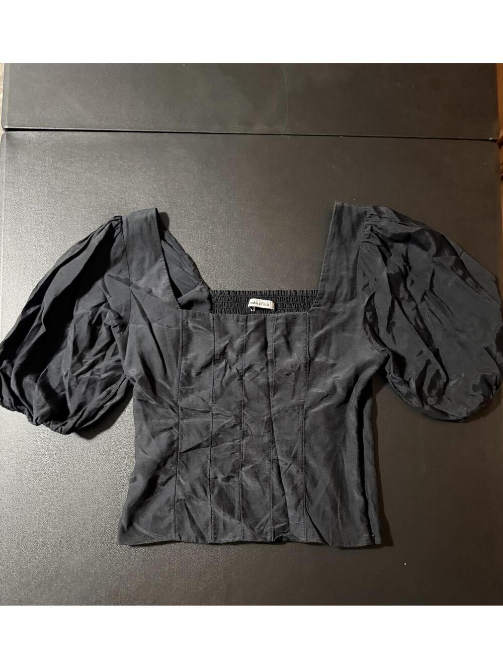 Abercrombie & Fitch Black Puff Sleeve Corset Top Women’s Size Small